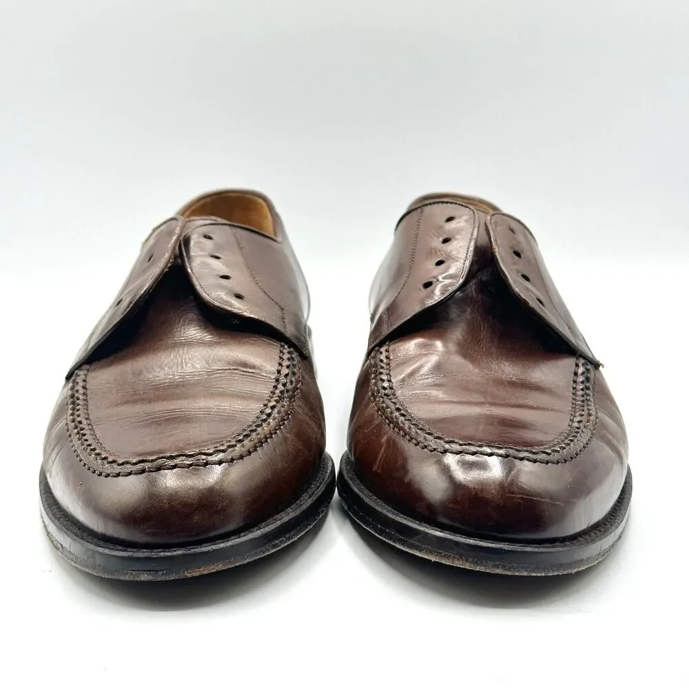 Mezlan Men's Derby Size 8.5 M Brown Leather Moc Toe Dress Shoes Reus No Laces